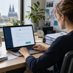 Produktsicherheitsmitarbeiterin bereitet eine digitale Vorfallmeldung am Laptop vor